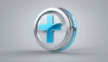 Obraz premium A blue cross on a silver background