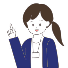 ジャケットの女性が指をさしているイラスト