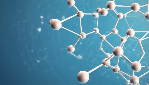 A molecule is shown in a blue background