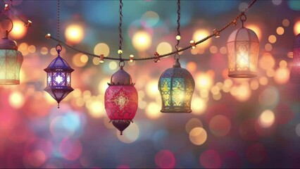 Ramadan Kareem Video Background - Looping Islamic Ornament Lantern, 4K Seamless Loop Wallpaper