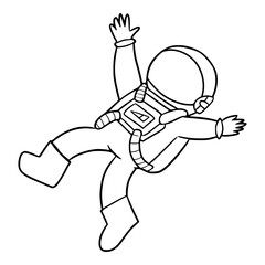 astronaut hovering in the air illustration outline isolated vector