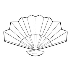 folding fan illustration outline isolated vector