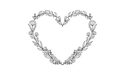 Botanical Flower Heart Frame Vector