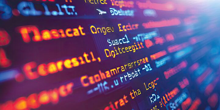 Close up computer screen with Programming code abstract technology background, software developer ,technology, data analysis, finance, and digital information concepts.Computer script