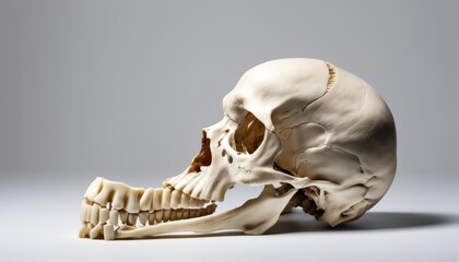 A skull with teeth and jaw bone
