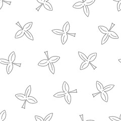 Seamless Pattern with Hand Drawn Black and White Leaves.