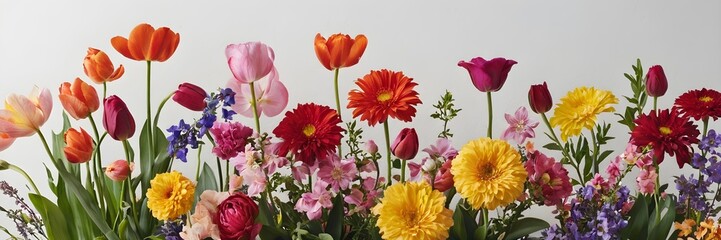 spring flowers in clean whitish background