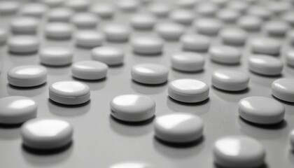 A bunch of white pills on a white background
