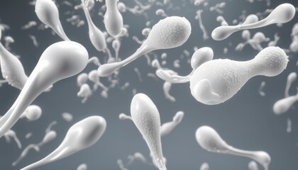 A bunch of white sperm in the air - obrazy, fototapety, plakaty
