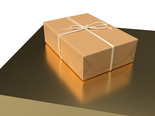 Brown packaging box for sending packages with string ties. High quality images resulting from 3D rendering.