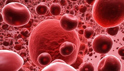 A close up of a red cellular structure
