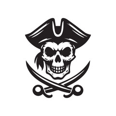 pirate skull logo vector icon illustration