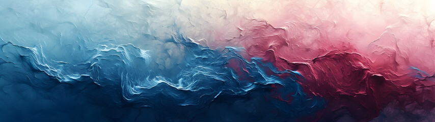 Abstract Painting of Blue, Red, and White Colors - obrazy, fototapety, plakaty