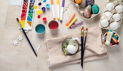 DIY Easter egg painting. Holidays and creativity. Tradition concept