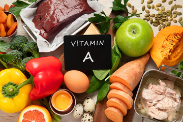 Set of high in vitamin A. Concept of healthy.