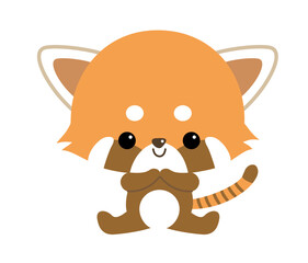 Fototapeta premium 幼児向けのかわいいレッサーパンダのキャラクターイラスト