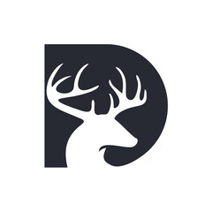 letter D and deer vector logo
