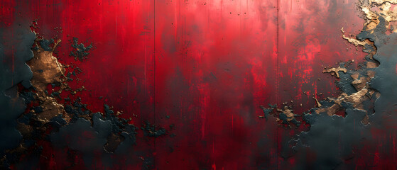 Red and Gold Paint on a Wall
