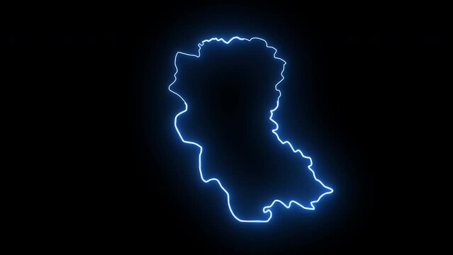 animated map of the hung yen in vietnam with a glowing neon effect