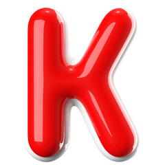 3d font bubble red . letter K