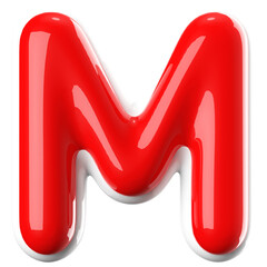 3d font bubble red . letter M