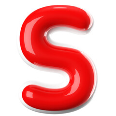 3d font bubble red . letter S