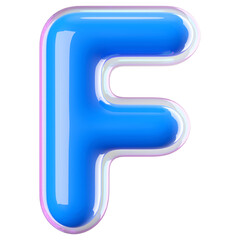 3d font bubble blue . letter F