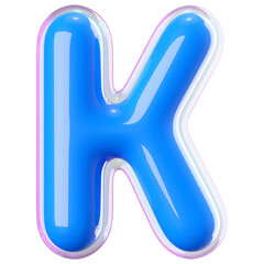 3d font bubble blue . letter K