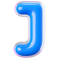 3d font bubble blue . letter J