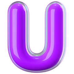 3d font bubble purple . letter U