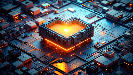 A glowing symphony of microchips dance across a circuit board, their intricate connections forming the heart of a powerful processor.