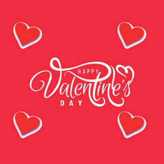 Happy Valentine's Day with a heart-shaped invitation card. Happy Valentine's Day vector illustration.