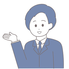 スーツの男性が手のひらを上に向けているイラスト