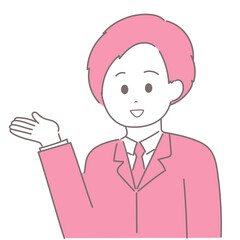 スーツの男性が手のひらを上に向けているイラスト
