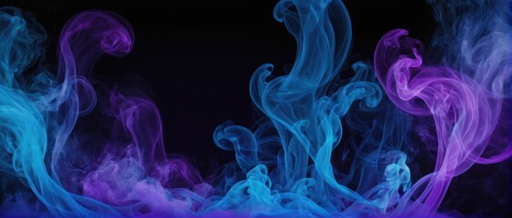 Obraz premium Purple Blue smoke effect on dark background, ideal for spooky themes.