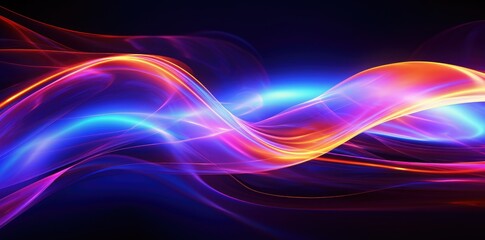 Fototapeta premium A dynamic wave of vivid and colorful light illuminating a black background.
