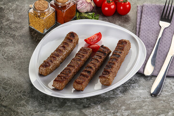 Grilled beef kebab minced meat