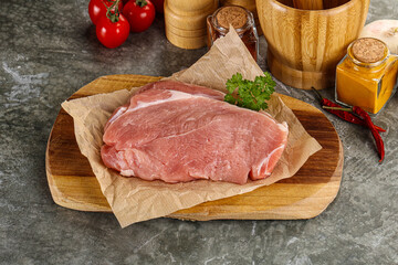 Raw pork schnitzel for cooking
