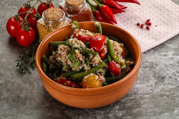 Vegan boiled quinoa with vegetables