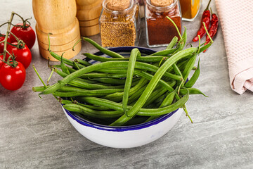 Raw green bean string uncooked