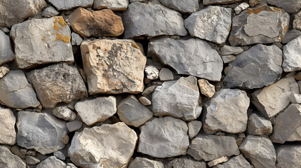Fototapeta premium Dark masonry wall texture. Black stones and rocks of different shape, Stone wall or background