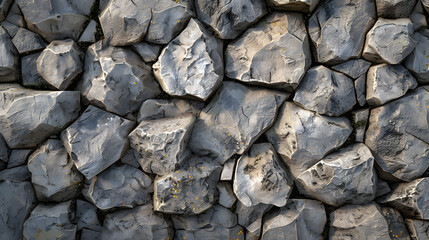 Dark masonry wall texture. Black stones and rocks of different shape, Stone wall or background