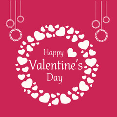 Happy Valentine's Day with a heart-shaped invitation card. Happy Valentine's Day vector illustration.