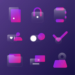 Modern Glassmorphism Blur Effect Icon Collection
