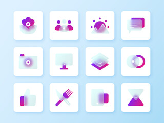 User Interface Glassmorphism Blur Effect Icon Collection