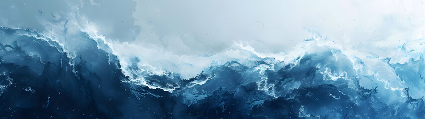 A Painting of a Powerful Wave in the Ocean - obrazy, fototapety, plakaty