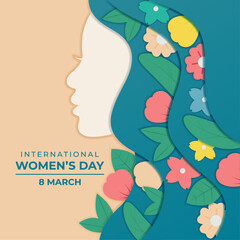 International Women's Day with Paper Cut Style and Floral