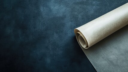Elegant rolled parchment on a dark, textured surface, invoking creativity and history
