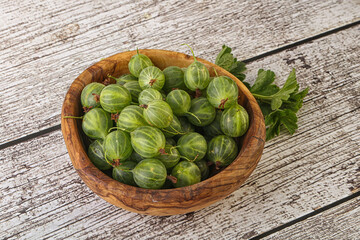 Natural ripe gooseberry heap in the bowl