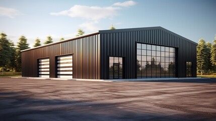 Straight_Wall_Steel_Commercial_Garage_Building ai generated